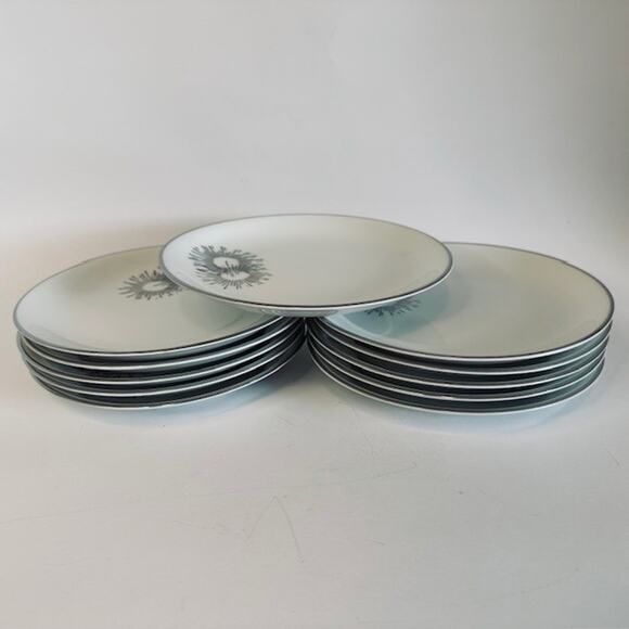 Kutani Burst China (11) Bread Plates White/Silver/Gray Japan Hand Painted VTG - Picture 9 of 12